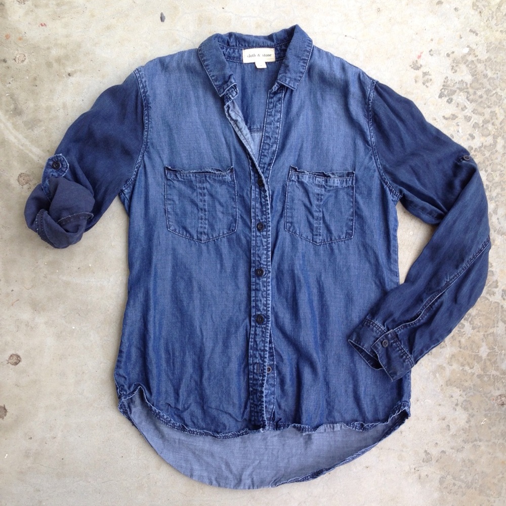 Anthropologie Cloth & Stone Blue Chambray shirt S